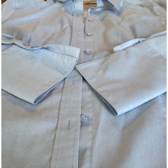 Baby Blue Calvin Klein Non-Iron Fitted Business Causal Blouse - Picture 3 of 5